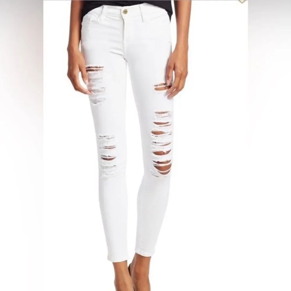FRAME Le high skinny jeans size 24 white Excellent
